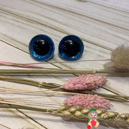 Аксессуары для кукол Глаза винтовые с заглушками, «Блёстки»: 2,8 см, цвет голубой (за 1 пару)