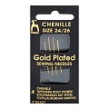 Иглы 06207 Иглы ручные для синели, глади с золотым покрытием, Chenille GOLD, № 24-26, 4шт