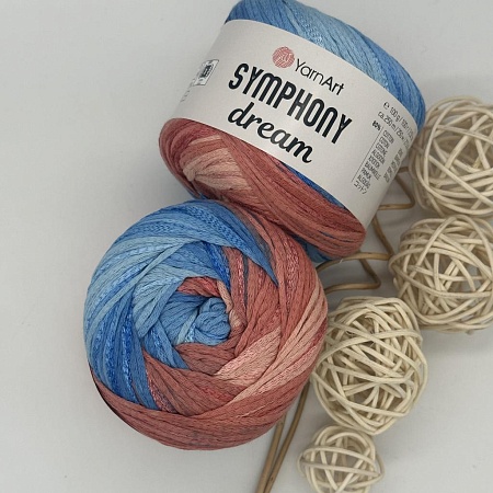 Пряжа Symphony Dream хлопок, вискоза 3109 клубничное мороженное