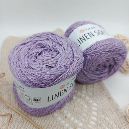 Пряжа Linen Soft лен, вискоза, хлопок 7325 цветущая сирень