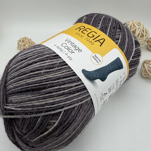 Пряжа Regia Vintage Color /Винтаж Колор/ 02859, lavendel color (цвет лаваны), белый/фиолетовый)