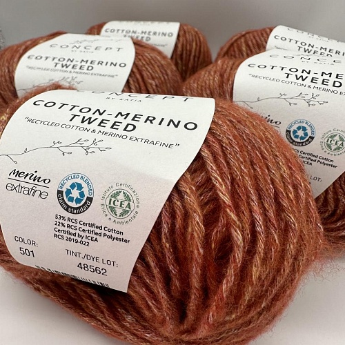 Пряжа Cotton Merino tweed 501