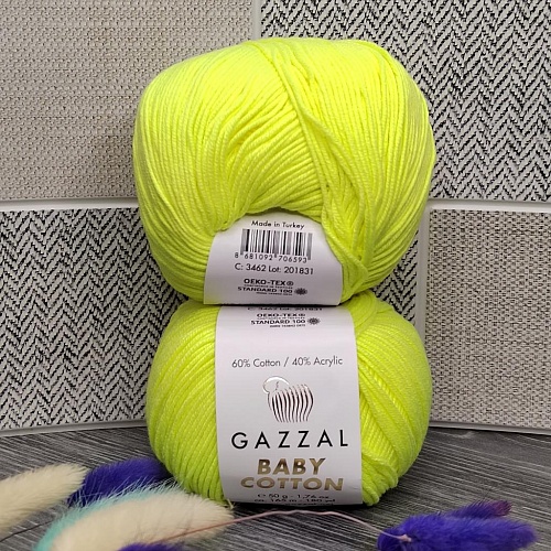 Пряжа Baby Cotton 3462 желтый неон