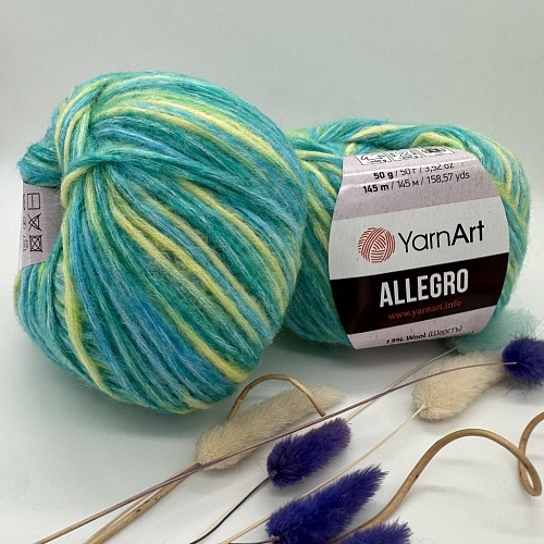 Пряжа Allegro 749 секционное бирюзово-жёлто-зелёный
