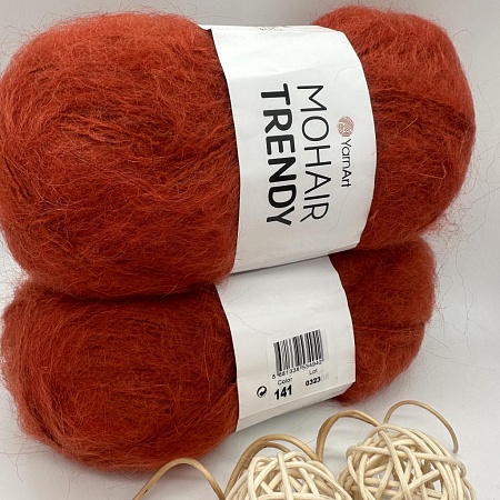 Пряжа Mohair trendy 141 т.красный !!! Эти два мотка см.фото - терракот-отличаются от 141