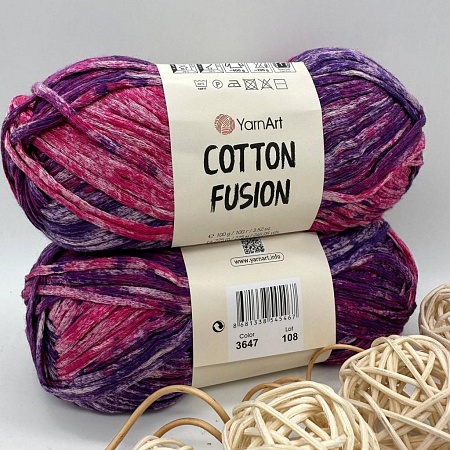Пряжа Cotton Fusion хлопок 3647 сливовый джем
