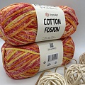 Пряжа Cotton Fusion хлопок 3646 жёлто-оранж-розов