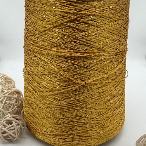 Пряжа в бобинах Lana gatto Paillettes цена за 10 грамм цвет: 31163 охра