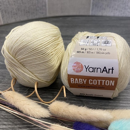 Пряжа YA Baby Cotton 402 цвет слоновой кости