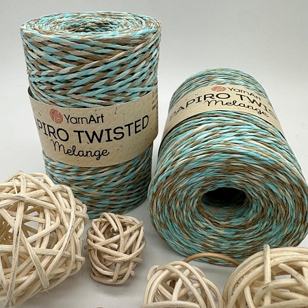 Пряжа для вязания рафия крученая Papiro Twisted melange 2304