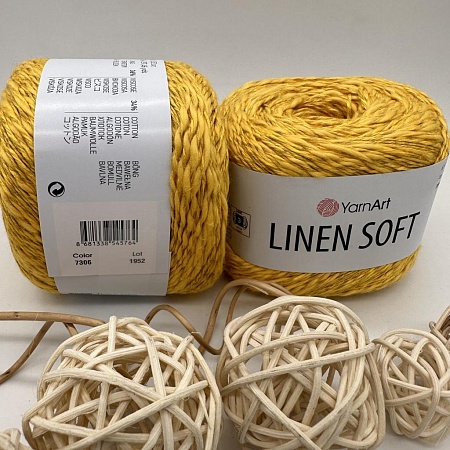 Пряжа Linen Soft лен, вискоза, хлопок 7306 сладкий мед