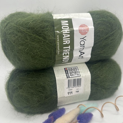 Пряжа Mohair trendy 111 зеленый болотный