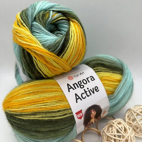 Пряжа Angora Active 857 жёлто - зелёный