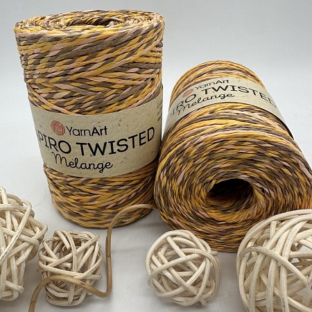 Пряжа для вязания рафия крученая Papiro Twisted melange 2308