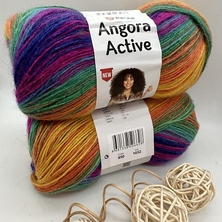 Пряжа Angora Active 850 сиренево - зелёно - жёлтый