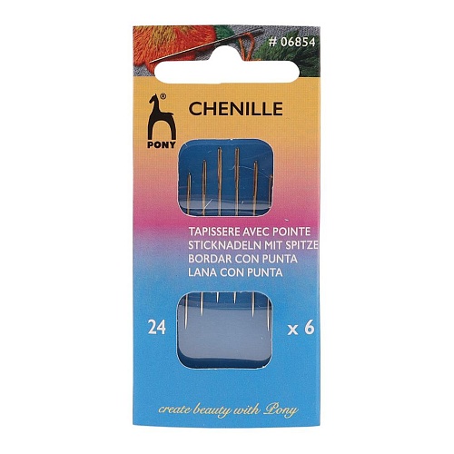 Иглы 06854 Иглы ручные для синели с золотым ушком Chenille №24, 6шт