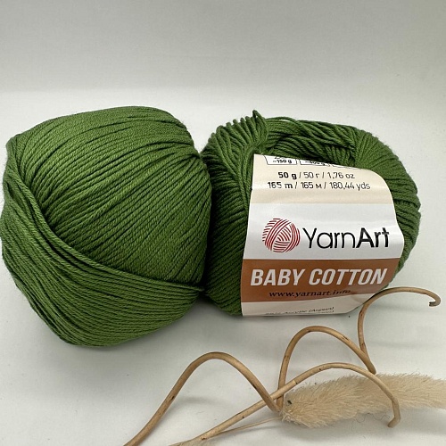 Пряжа YA Baby Cotton 441 зелен трава