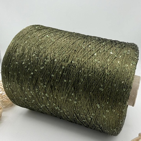 Пряжа в бобинах Lana gatto Paillettes цена за 10 грамм цвет: 31162 хаки