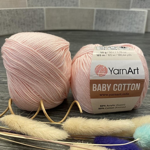 Пряжа YA Baby Cotton 410 бледно розовый