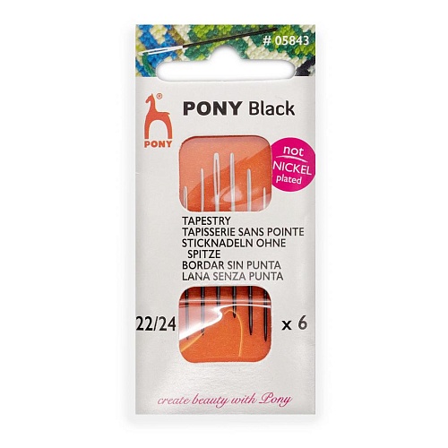Иглы 05843 Иглы ручные гобеленовые с белым ушком, Tapestry BLACK, № 22-24, 6шт