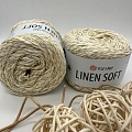 Пряжа Linen Soft лен, вискоза, хлопок 7302 крем - брюле