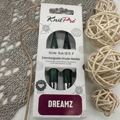 Спицы для вязания Спицы съемные укороченные Dreamz 10см №10 /ламинированная береза, аквамарин, 2шт в упаковке