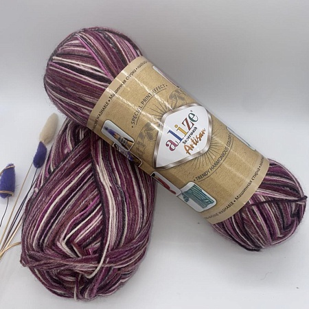Пряжа Alize Artisan 9011 бело-малин-ягодн мусс