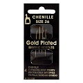Иглы 06205 Иглы ручные для синели, глади с золотым покрытием, Chenille GOLD, № 26, 4шт