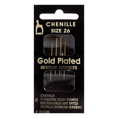Иглы 06205 Иглы ручные для синели, глади с золотым покрытием, Chenille GOLD, № 26, 4шт