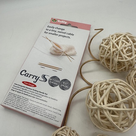 Спицы для вязания Спицы чулочные, гибкие CarryS "Fine Gauge" 2,5/24 см - 6 шт, тросик 5 см - 3 шт, бамбук/пластик