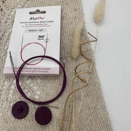 Спицы для вязания 10645 Knit pro тросик поворотный 76 см (готовая длина со спицами 100 см)