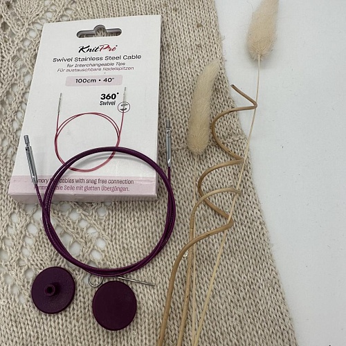 Спицы для вязания 10645 Knit pro тросик поворотный 76 см (готовая длина со спицами 100 см)