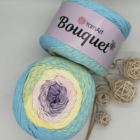 Пряжа Yarn art Bouquet 704 нежно сиренево-розово-жёлто-голубой