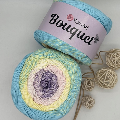 Пряжа Yarn art Bouquet 704 нежно сиренево-розово-жёлто-голубой