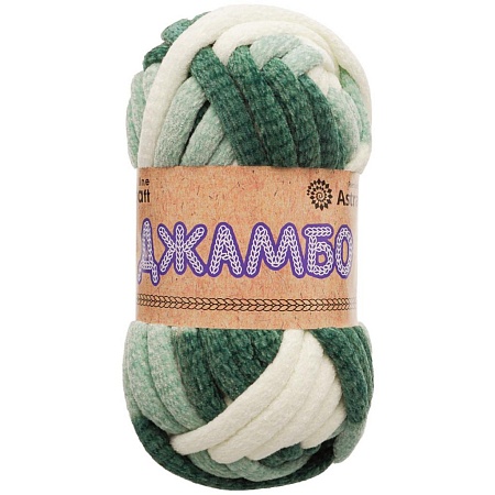 Пряжа Джамбо (Jumbo) (01 белый/зеленый)