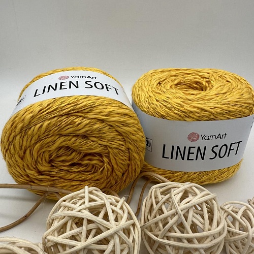 Пряжа Linen Soft лен, вискоза, хлопок 7306 сладкий мед