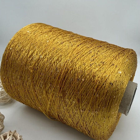 Пряжа в бобинах Lana gatto Paillettes цена за 10 грамм цвет: 31163 охра
