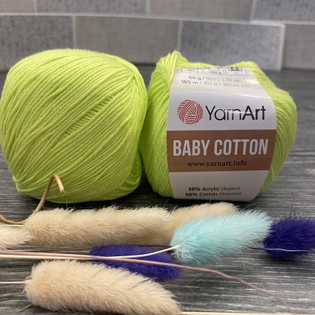 Пряжа YA Baby Cotton 430 салатовый неон