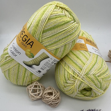 Пряжа Regia Cotton Color 02424 Tutti Frutti лимон