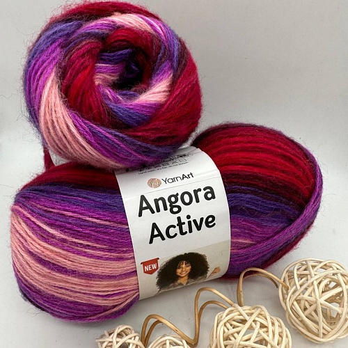 Пряжа Angora Active 856 сиренево - розово - фиолетовый